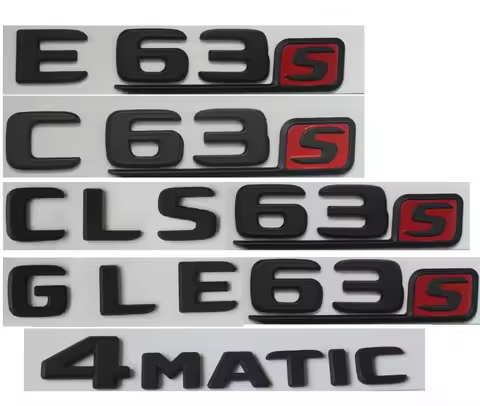 Flat Matt Black Red Letters Trunk Emblems Badges for Mercedes Benz AMG C63 E63s S63 S CLS63s GLE63s 