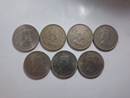 香港伍毫硬幣(舊版) 1958-1968年……7個