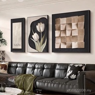 Black White Decorative Painting Background Wall Cream Mural High-End Abstract Painting Living Room T