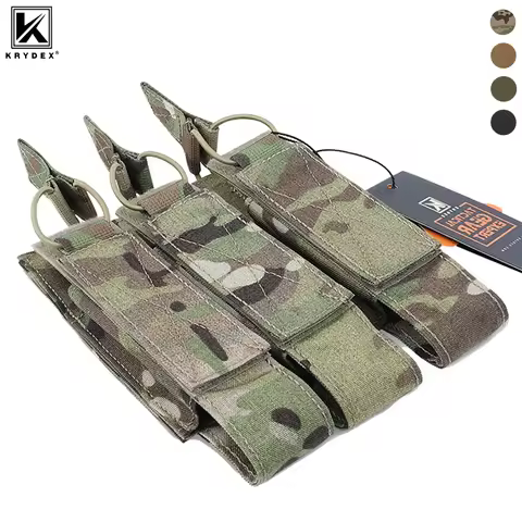 KRYDEX Triple Mag Pouch For MP5 MP7 KRISS Tactical Modular MOLLE Open-Top SMG Magazine Pouch Carrier