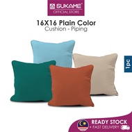 SUKAME 16 x16 Decorative Cushion + Plain Color Piping Case / 40cm x 40cm Plain Throw Pillow