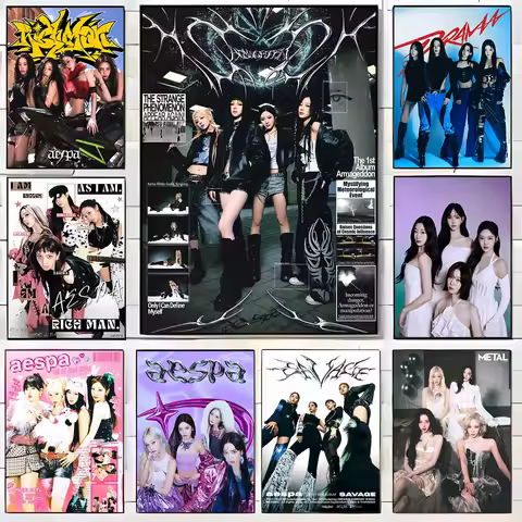 Hot Kpop Girl Group A-Aespa Singer Whiplash Aesthetic Poster,HD Printed,Canvas Painting Wall Art Pic