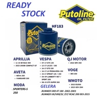 PUTOLINE Oil Filter HF183 for APRILIA / GILERA / WMOTO / QJ MOTOR / VESPA / AVETA / LAMBRETTA (1 PCS