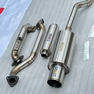Full system exhaust civic fd downpipe frontpipe resonator muffler centerpipe