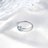 冰煦 | 瑞士藍拓帕石 單鑽包鑲 簡約 925純銀戒指 線戒 細戒指