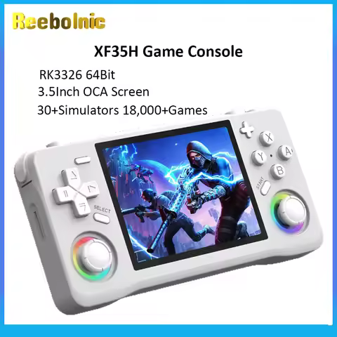 Reebolnic XF35H Game Console 3.5Inch OCA Screen RK3326 30+Simulators 18000+Games Portable Handheld G