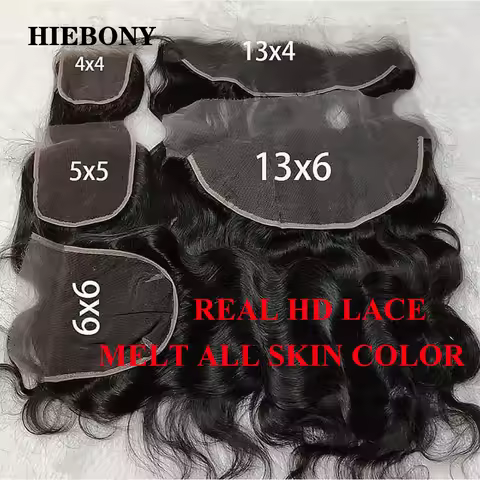 HiEbony Body Wave 13x6 HD Lace Frontal 100% Human Hair Invisiable 5x5/6x6/7x7 HD Lace Closure Melt S