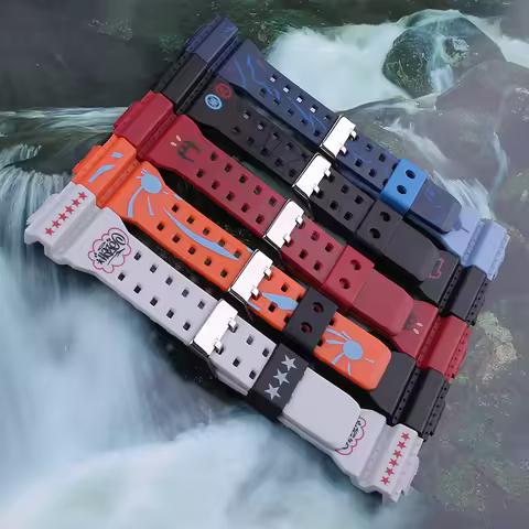 16mm Men Rubber Watch band for Casio strap GA-110 100 140 150 700 GB GD-120 GAX-100 GLS-100 replacem
