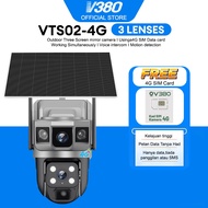 V380 Pro Three Screen CCTV Solar Outdoor IP66 Waterproof  Wireless Camera 4G SIM Card Built-in Batte