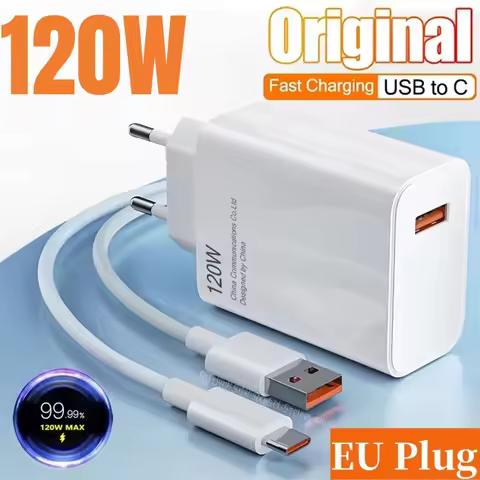 120W Ultra Fast Charger 33W QC 5.0 EU Plug 6A Type C Cable Mobile Phone Rapid Charging Adapter For i
