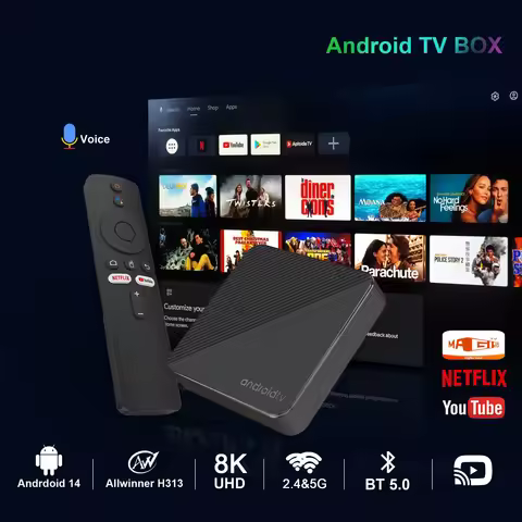 Android TV Box T8 Android 14 Dual Wifi 2.4G&5G Google Voice Ram 4GB 8GB Rom 64GB 128GB Media Player 