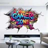 Cross-border foreign trade gamer logo3d Wall Sticker GAMER ZONE Gaming Room Boys Room Bedroom