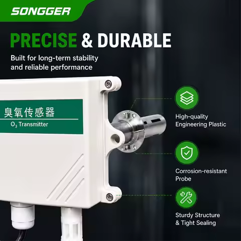 QT-G10QS Industrial Ozone Sensor O3 Gas Detector RS485 0-10V 4-20mA Duct Ozone Transmitter High Prec