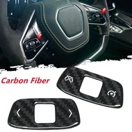 Real Dry Carbon Fiber Steering Wheel 3-Buttons 2- Buttons Decoration Cover Trim For Corvette C8 2LT 