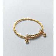 [VJ]Bangle "String" Gold Bangles 999.9 Gold Plated D:6cm x 6cm <BG254> <Gelang Tangan Tali Adjust>