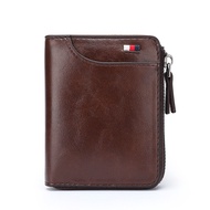 กระเป๋าสตางค์ผู้ชายกระเป๋าสตางค์ผู้ชายสั้นเหรียญวินเทจผู้ถือบัตรแฟชั่นกระเป๋าคลัทช์กระเป๋าสตางค์หรูหราคุณภาพสูงพร้อมกระเป๋าสตางค์หนัง PU ซิป Mens Short PU Leather Zipper Wallet
