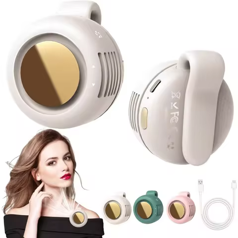 Portable Silent Mini Bladeless Electric Fan,Small fan Clip on Shirt Waist Mini Bladeless Fan Adjusta