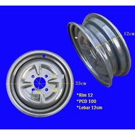 Rim Besi Steel 12 Inci PCD 100 sesuai motor roda 3 ceketeng atv gerabak