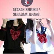Atasan Seifuku / Seragam Jepang Baju Japan Cosplay Pita Lengan Panjang Pendek