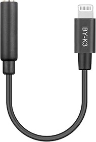 BOYA by-K3 Female 3.5mm TRRS to Lightning Adapter Cable,Short iPhone Aux Adapter Compatible with Wireless Microphone/Headphone/iPhone/iPad