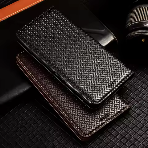 Grass Mat Genuine Leather Flip Case For Sony Xperia XZ XZ2 XZ3 XA XA1 XA2 Plus Ultra Premium Compact