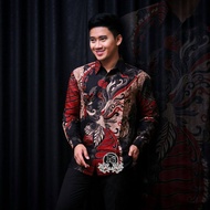 BAJU BATIK PRIA LENGAN PANJANG MOTIF SANGKURIANG MERAH - SERAGAM BATIK MERAH