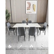Dining Table Set 3FT X 6FT/ Sintered Stone Dining Table with 6 Chairs /Dining Table 1+6 / Meja Makan