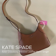 Tas WANITA BRANDED KATE SPADE ASTER PEBBLED LEATHER CROSSBODY WARM GINGER ORIGINAL - ZADABRANDEDSTUFF