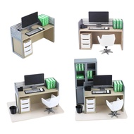 [szluzhen3gv] Dollhouse Desk 1 12 Scale Miniature Office Furniture Set with Chair Table And Computer
