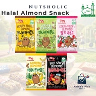 Nutsholic Korean Almond Halal Snack 7 Flavors / Kimch, Honey Butter Almond, Strawberry Almond, Banan