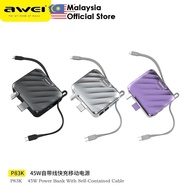 Awei P83K 15000mAh 45W Power Bank Built In Cable Powerbank with Wall Plug Power Bank Awei Power Bank