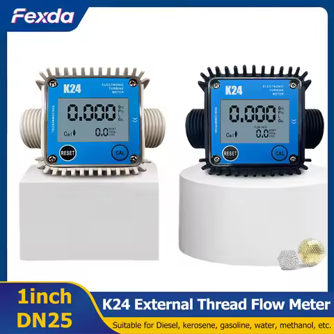 1inch K24 Electronic Turbine Flow Meter DN25 Plastic External Thread High Precision Flowmeter for Wa