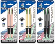 BAZIC Ballpoint Pen Multicolor Retractable Pen Soft Barrel Grip Pens, 1.0 mm Rosegold Gold Galaxy Gr