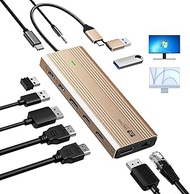 Displaylink Docking Station Dual Monitor,10 in 1 10Gbps USB C Hub Multiple Adapter for MacBook/Dell/HP/Surface/Lenovo Laptop Docking Station with 2 HDMI 4K,2 PD 4K, Ethernet,USB 3.2,Mic/Audio,100W PD