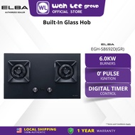 ELBA EGH-S8692D(GR) Built-in Gas Hob - 2 x Burners 86cm Premium Grey Tempered Glass Flame Failure Sa