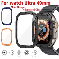Metal Bumper+Tempered Glass For iWatch Ultra 49mm Screen Protector Anti-Scratch Film Bezel Ring Frame For iWatch Ultra 49mm Dial Scale Protective Case