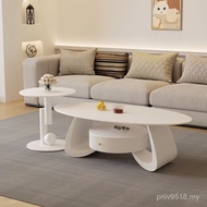2025 Coffee Table Board Cream Coffee Table Small Apartment Coffee Table Oval Style Living Room House