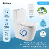 NEW Branded Upgraded Geberit Rimless Double Tornado Toilet Bowl w/ Soft Close Heavy Duty UREA Seat