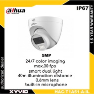 DAHUA HAC-T1A51-A-IL Analog 5MP Fixed 3.6mm Build In Mic Smart Dual Light HDCVI Quick-to-install Eye