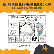 BUNTING/ BANNER/ BACKDROP SELAMAT HARI GURU ESTETIK | KLASIK