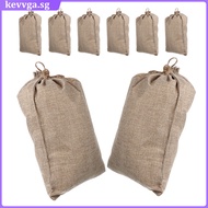 💍 8Pcs Khaki Burlap Breathable Drawstring Vegetable Storage Bags for Farmers Market