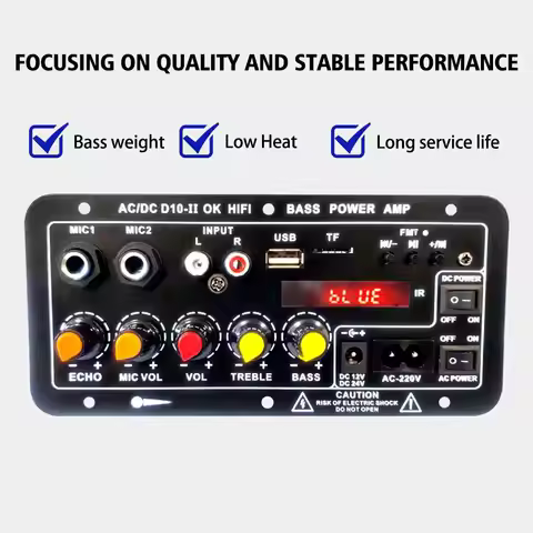 D10-2 12v 24v Car Bluetooth Amplifier Board Aux Tf Card Usb 30-120w For 4 Ohm 40w Speaker 220v Eu Su