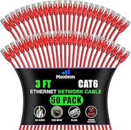 Maximm Cat 6 Ethernet Cable 3 Ft, (50-Pack) Cat6 Cable, LAN Cable, Internet Cable, Patch Cable and N