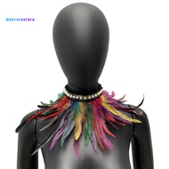 Feather Scarf Bright Color Scarf Retro Faux Feather Scarf with Pearl Decor Soft Adjustable Lace-up R