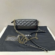 Chanel/香奈兒 Gabrielle 黑金流浪包 mini woc