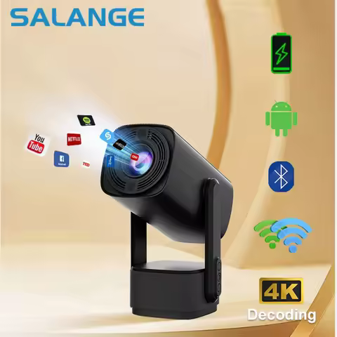 Salange K2 Smart Projector Android11 Built-in 5200mAh Battery Support Mobile Power WIFI BT Auto Focu