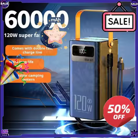SWZY 60000mAh 30000mAh Portable Power Bank LED Charger Emergency Power Bank 120W Fast Charging Power