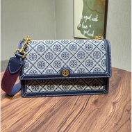 【Counter Lastest！！】Tory Burch Lady‘s 2021 New Style T Monogram Jacquard shoulder bag messenger bag