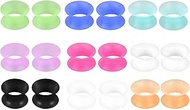 9 Pairs Silicone Flesh Tunnel Set, 3-20 mm Colourful Silicone Tunnel Plug, Double Flared Flexible Ea