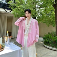 Dark Style New Style Heavy Industry Embroidered Big V-Neck Long-Sleeved Shirt High-End Extravagant L